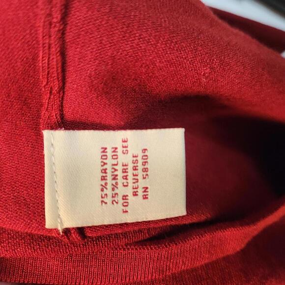 Reba Women's Long Sleeve Red Mock Neck Sweater w/ Rhinestones Size S - Picture 5 of 9